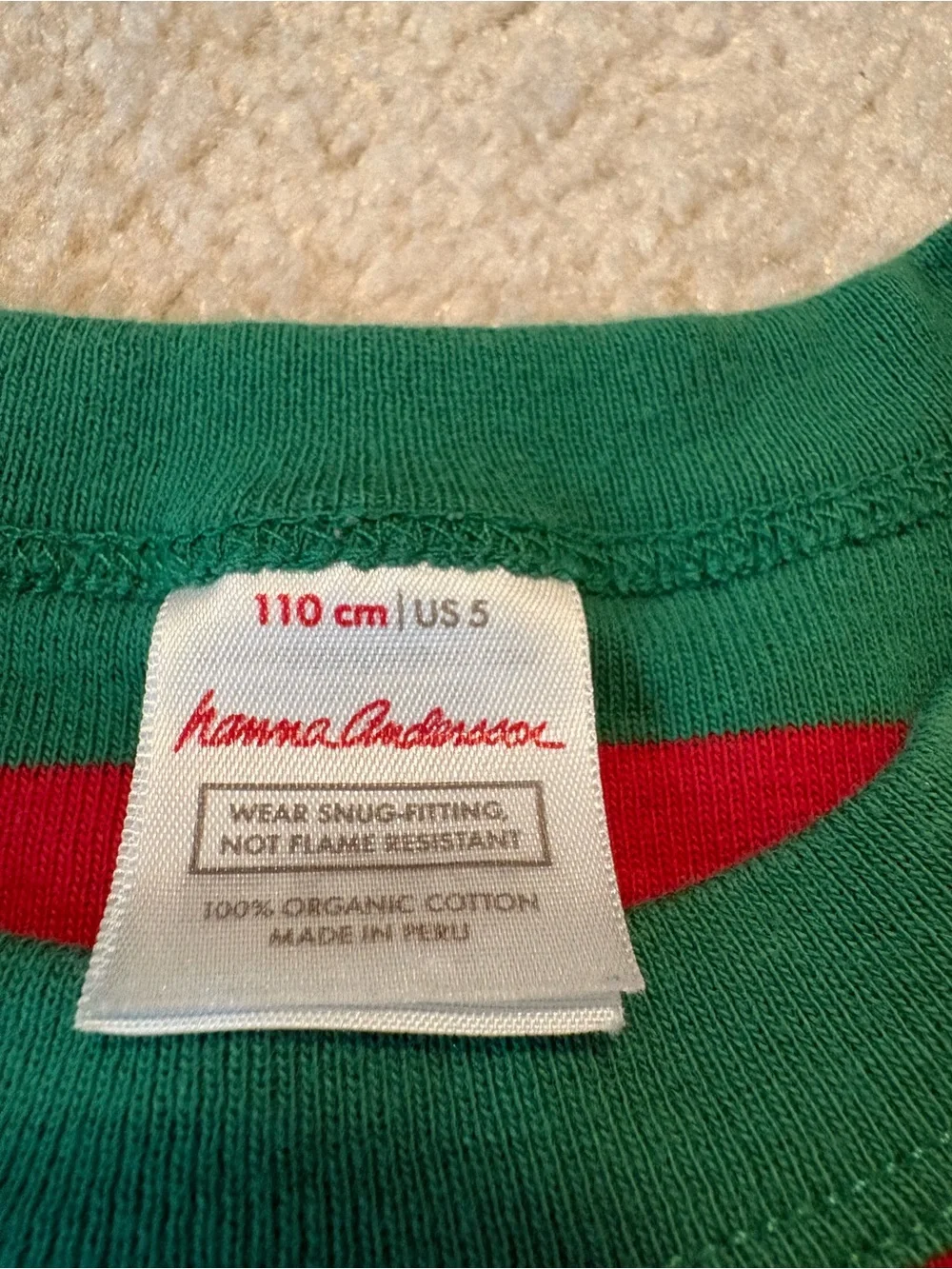 Hanna Andersson Red and Green Striped Kids Pajama Set